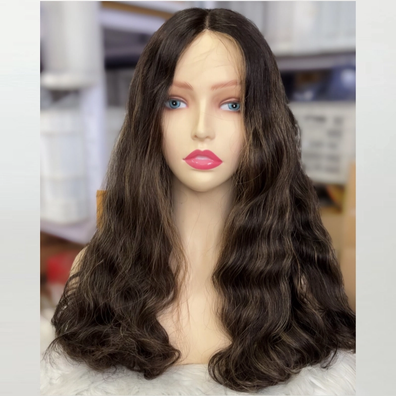 Highlight color Lace top wig with face framing European human hair YR0020