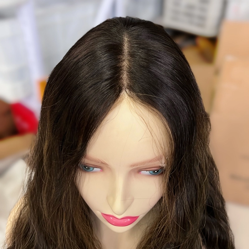 Highlight color Lace top wig with face framing European human hair YR0020